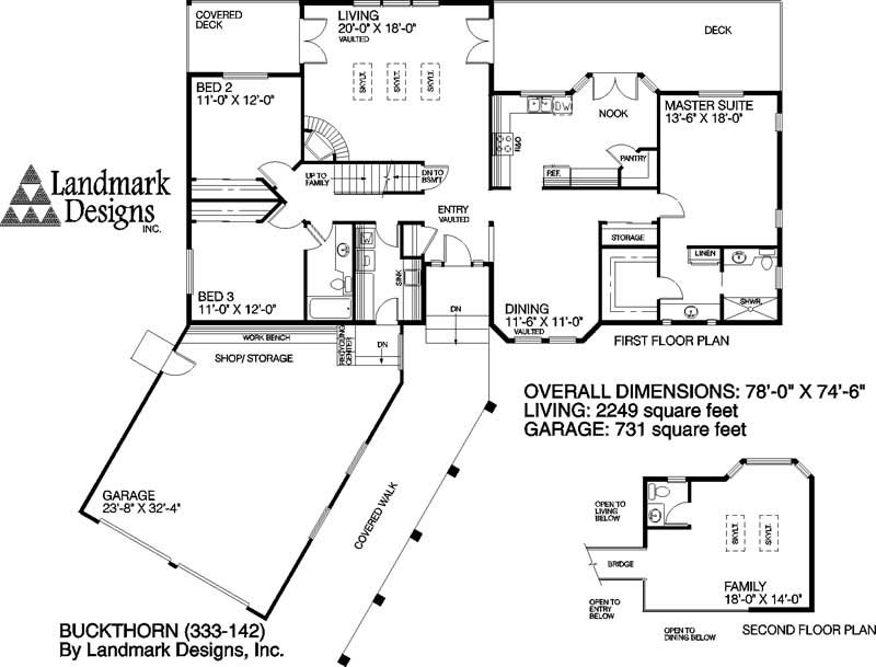 Floor Plan First Story of Contemporary Plan #145-1052