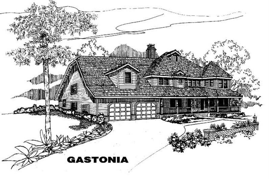 Front view of Luxury home (ThePlanCollection: House Plan #145-1053)