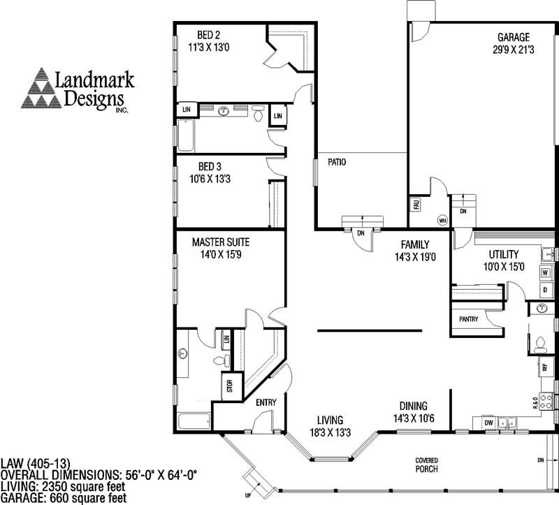 Floor Plan First Story of Country Plan #145-1054