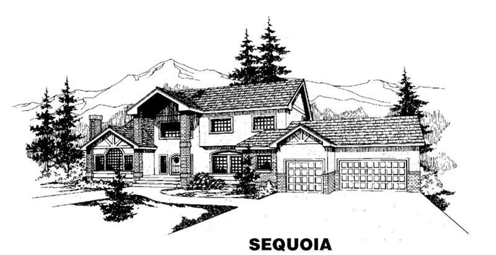 Front view of Luxury home (ThePlanCollection: House Plan #145-1060)