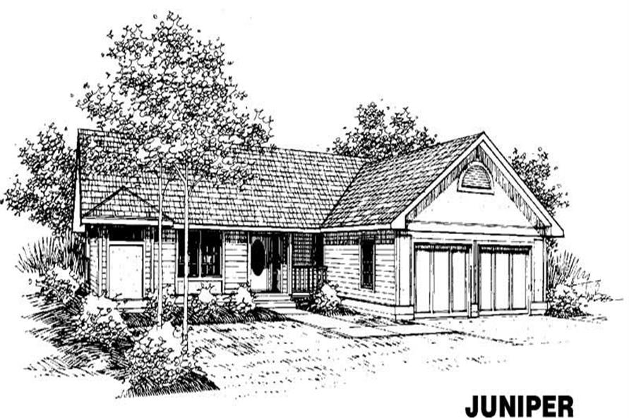 Front view of Ranch home (ThePlanCollection: House Plan #145-1062)