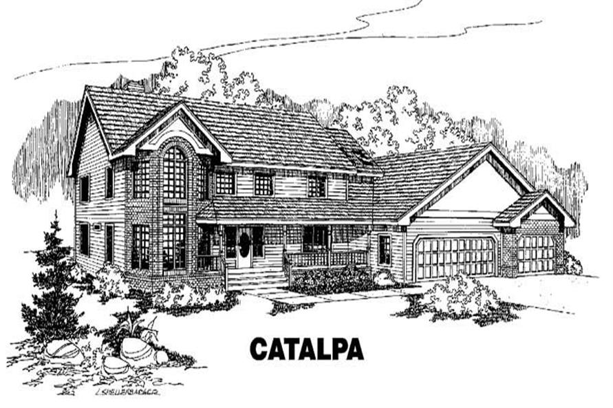 Front view of Country home (ThePlanCollection: House Plan #145-1065)