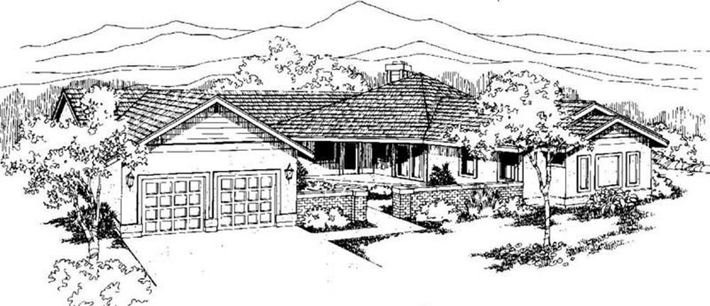 Front view of Ranch home (ThePlanCollection: House Plan #145-1071)