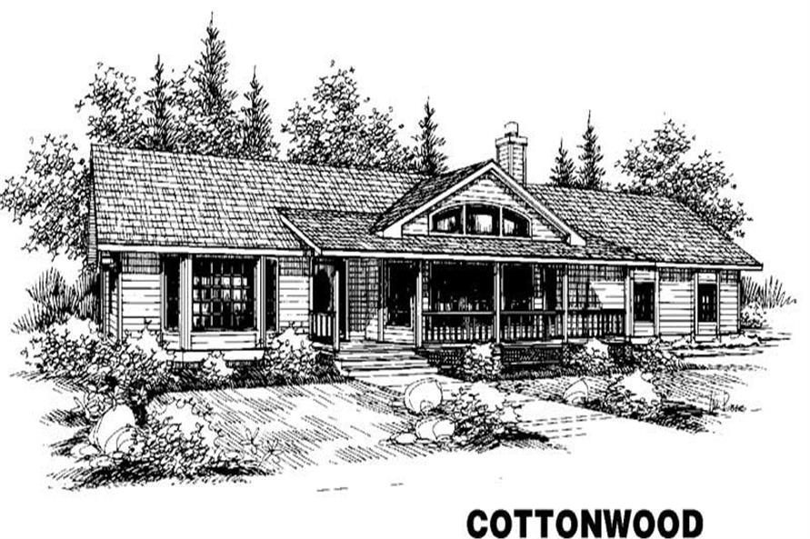 Front view of Ranch home (ThePlanCollection: House Plan #145-1072)