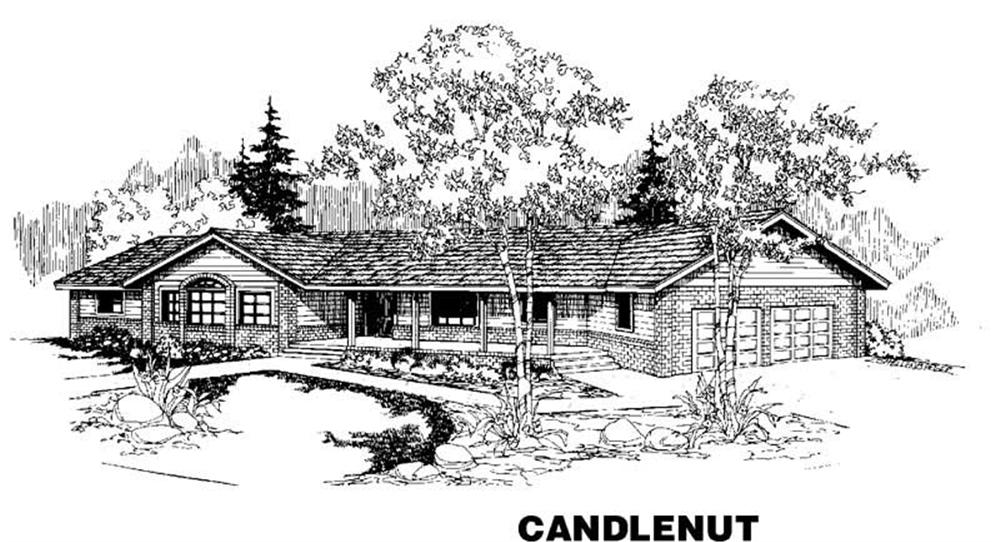 Front view of Ranch home (ThePlanCollection: House Plan #145-1074)