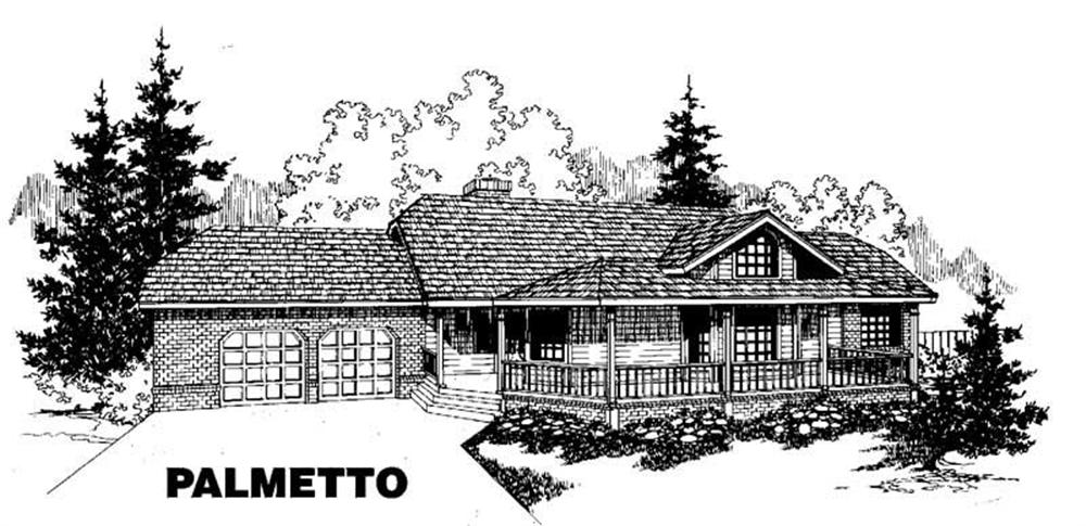 Front view of Ranch home (ThePlanCollection: House Plan #145-1075)