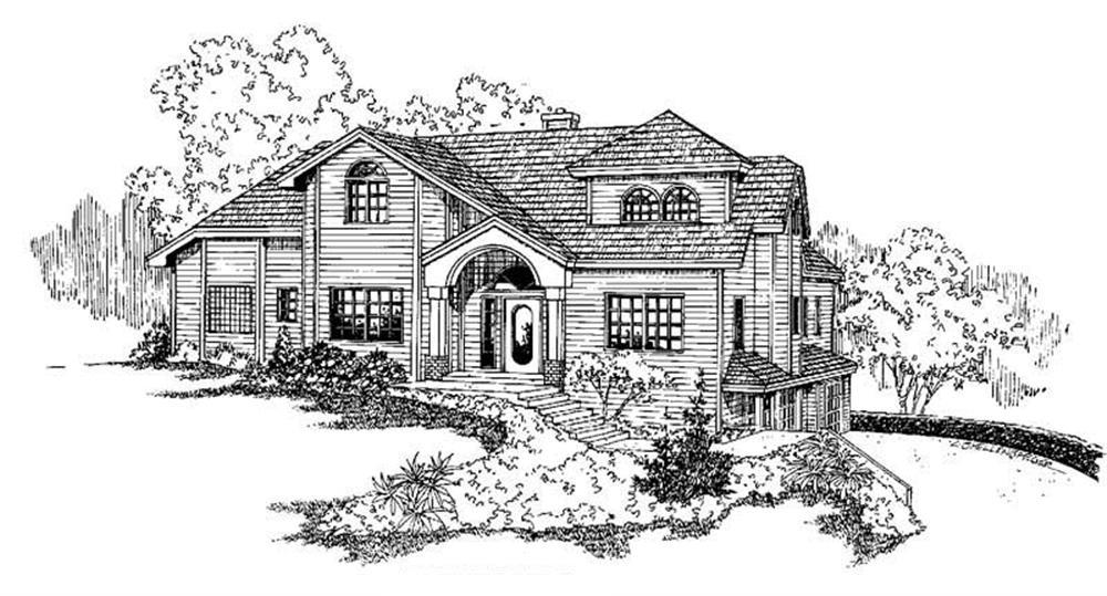 Front view of Contemporary home (ThePlanCollection: House Plan #145-1080)