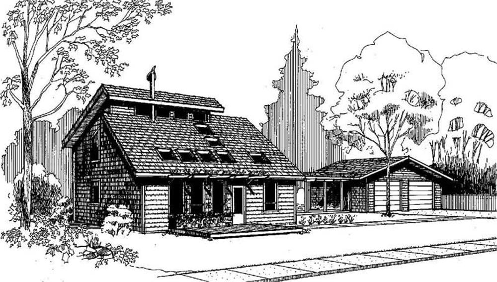 Front view of Log Cabin home (ThePlanCollection: House Plan #145-1081)