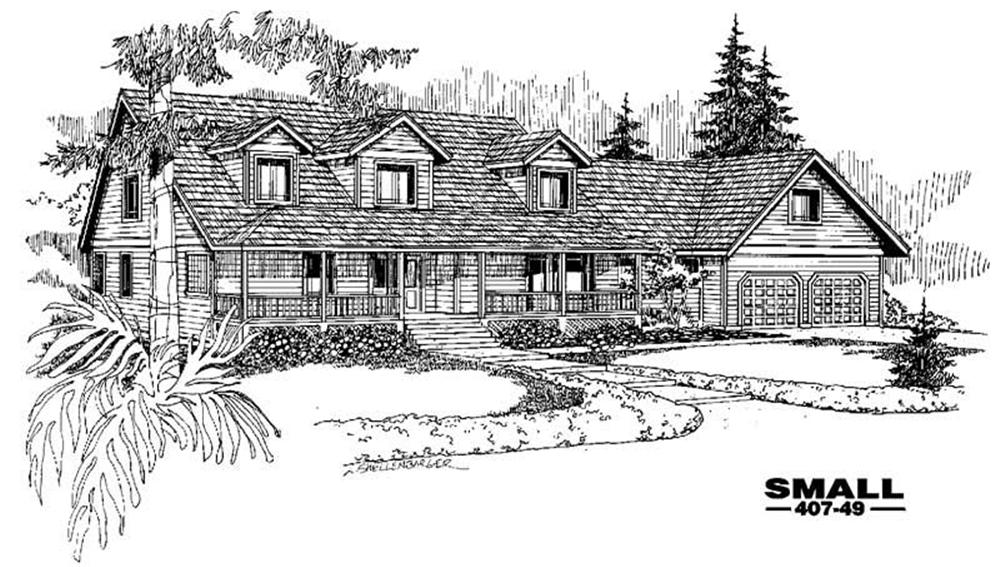 Front view of Country home (ThePlanCollection: House Plan #145-1082)
