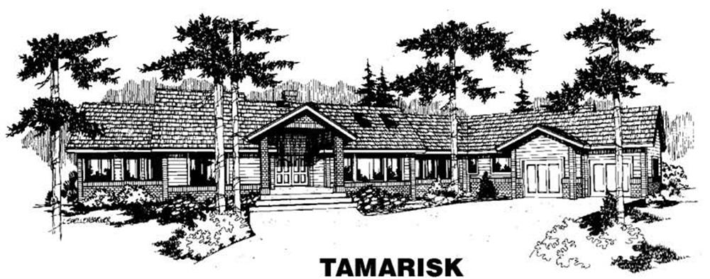 Front view of Ranch home (ThePlanCollection: House Plan #145-1092)