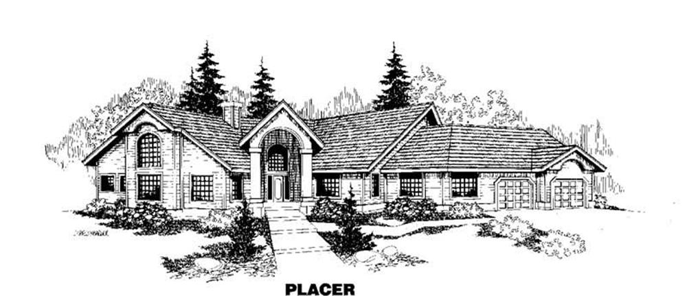 Front view of Ranch home (ThePlanCollection: House Plan #145-1096)