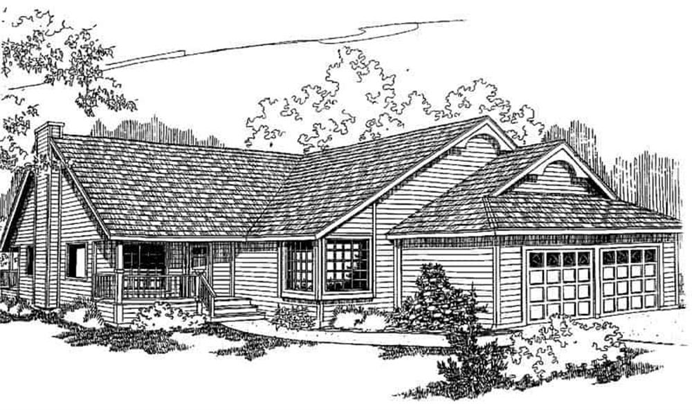 Front view of Ranch home (ThePlanCollection: House Plan #145-1100)