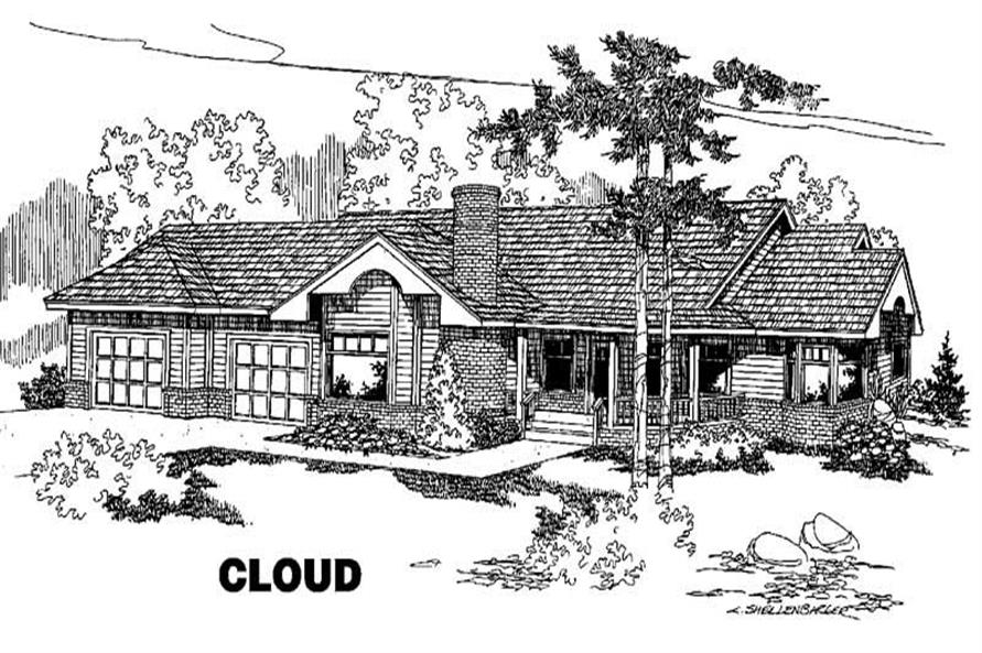 Front view of Ranch home (ThePlanCollection: House Plan #145-1102)