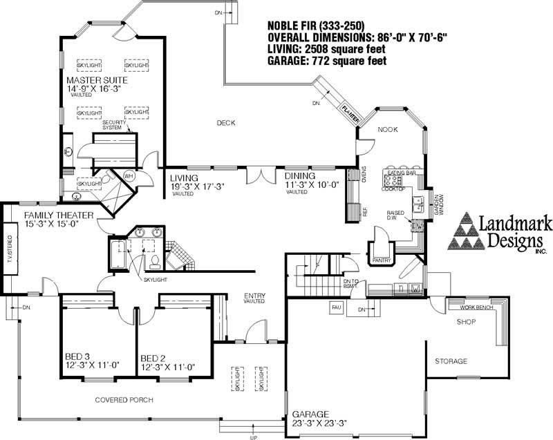 Floor Plan First Story of Ranch Plan #145-1104