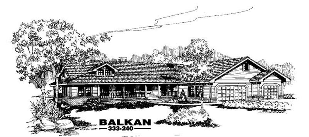 Front view of Country home (ThePlanCollection: House Plan #145-1105)
