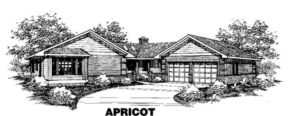 Front view of Ranch home (ThePlanCollection: House Plan #145-1106)