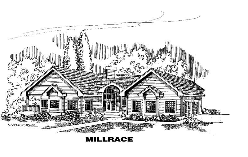 Front view of Ranch home (ThePlanCollection: House Plan #145-1107)