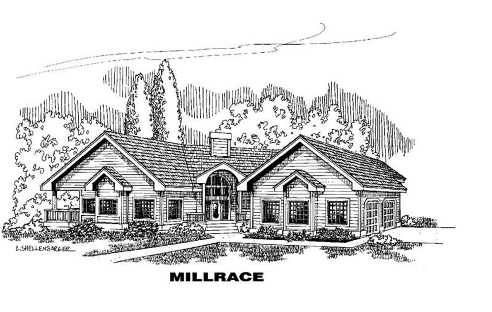 Front view of Ranch home (ThePlanCollection: House Plan #145-1107)