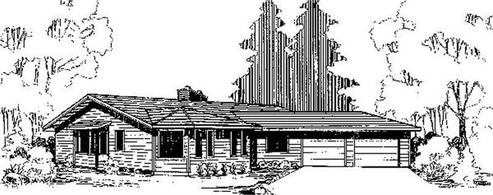 Front view of Ranch home (ThePlanCollection: House Plan #145-1110)
