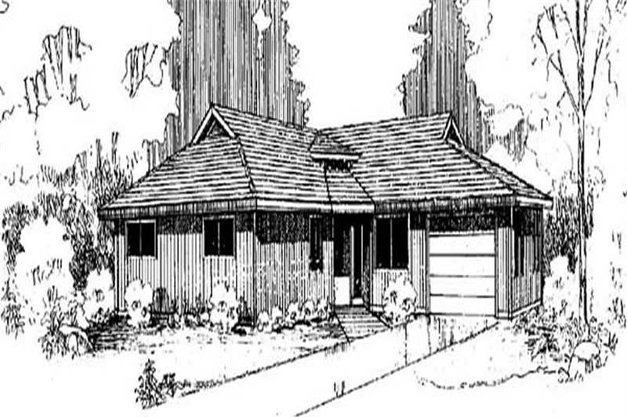 Front view of Ranch home (ThePlanCollection: House Plan #145-1111)