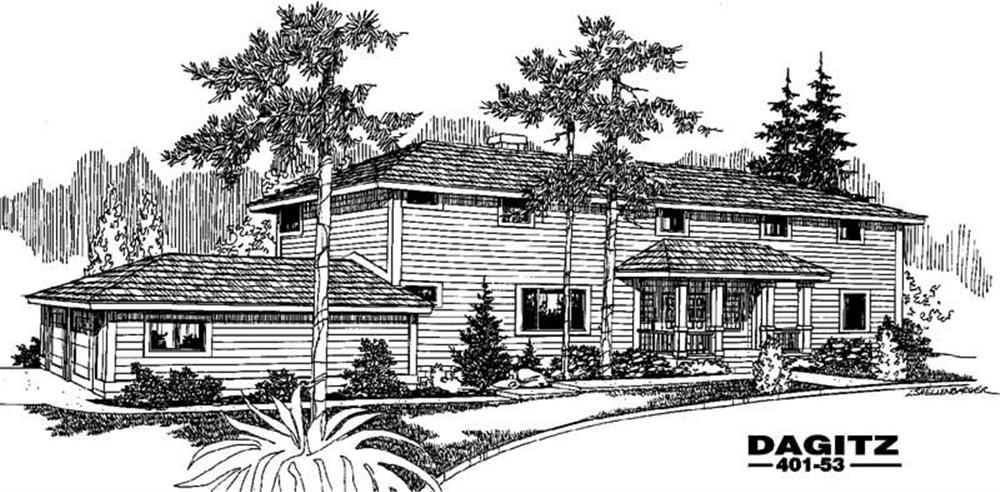 Front view of Contemporary home (ThePlanCollection: House Plan #145-1113)