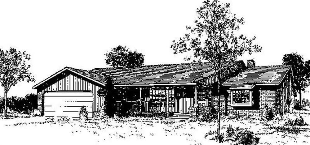 Front view of Ranch home (ThePlanCollection: House Plan #145-1120)