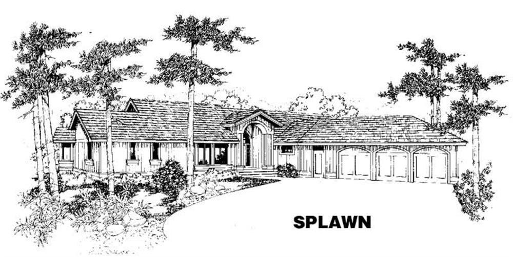 Front view of Ranch home (ThePlanCollection: House Plan #145-1122)