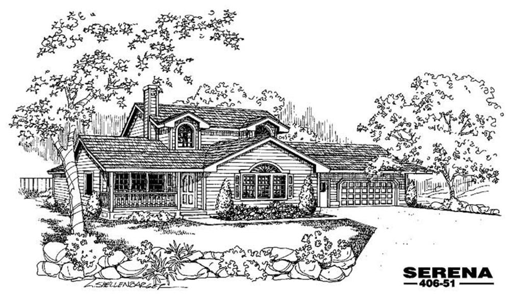 Front view of Country home (ThePlanCollection: House Plan #145-1126)