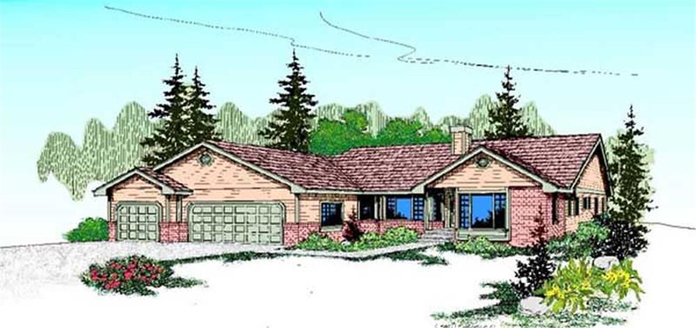 Front view of Ranch home (ThePlanCollection: House Plan #145-1135)