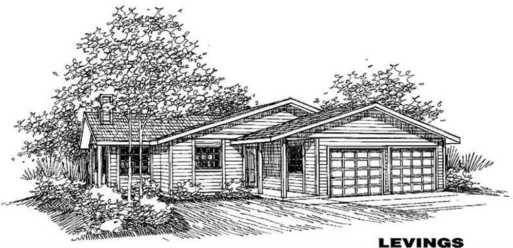 Front view of Ranch home (ThePlanCollection: House Plan #145-1143)