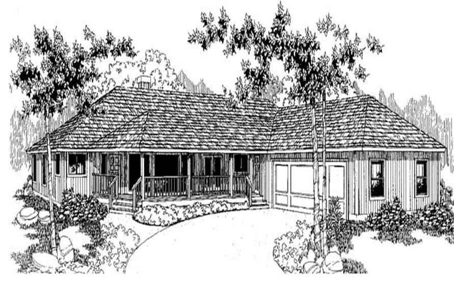 Front view of Country home (ThePlanCollection: House Plan #145-1150)