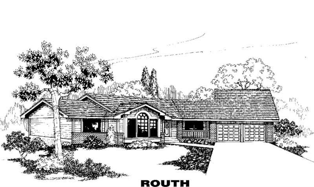 Front view of Ranch home (ThePlanCollection: House Plan #145-1153)