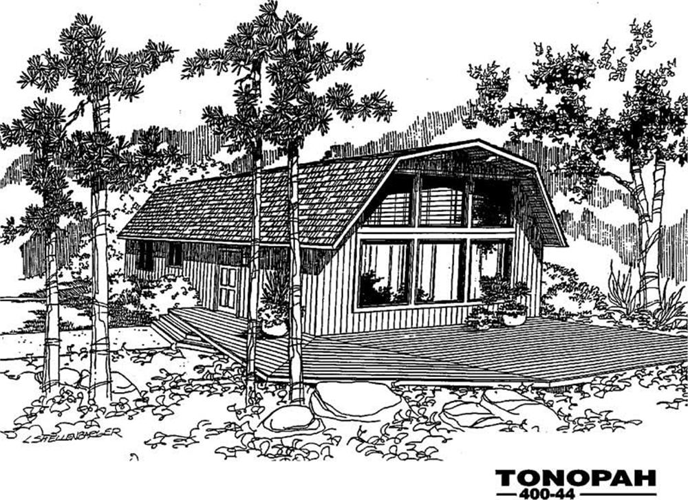 Front view of Log Cabin home (ThePlanCollection: House Plan #145-1154)
