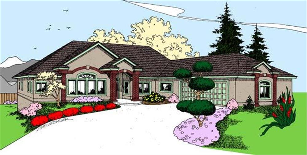 Front view of Craftsman home (ThePlanCollection: House Plan #145-1162)