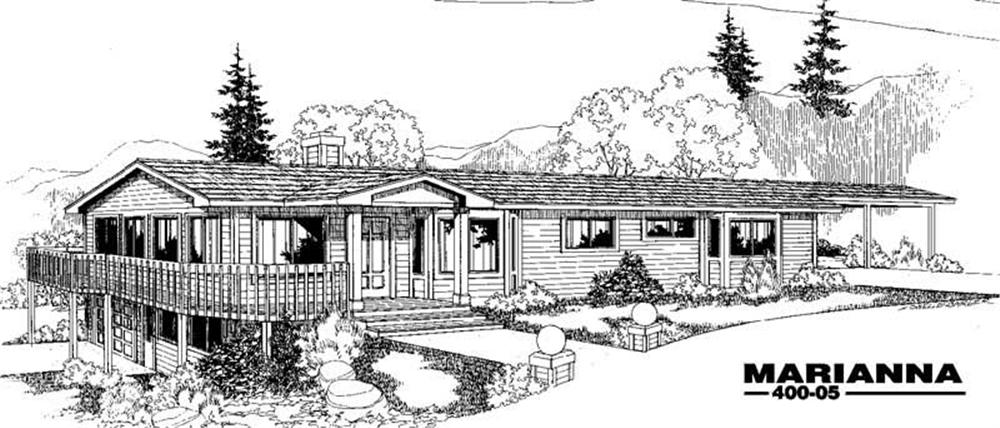 Front view of Country home (ThePlanCollection: House Plan #145-1163)