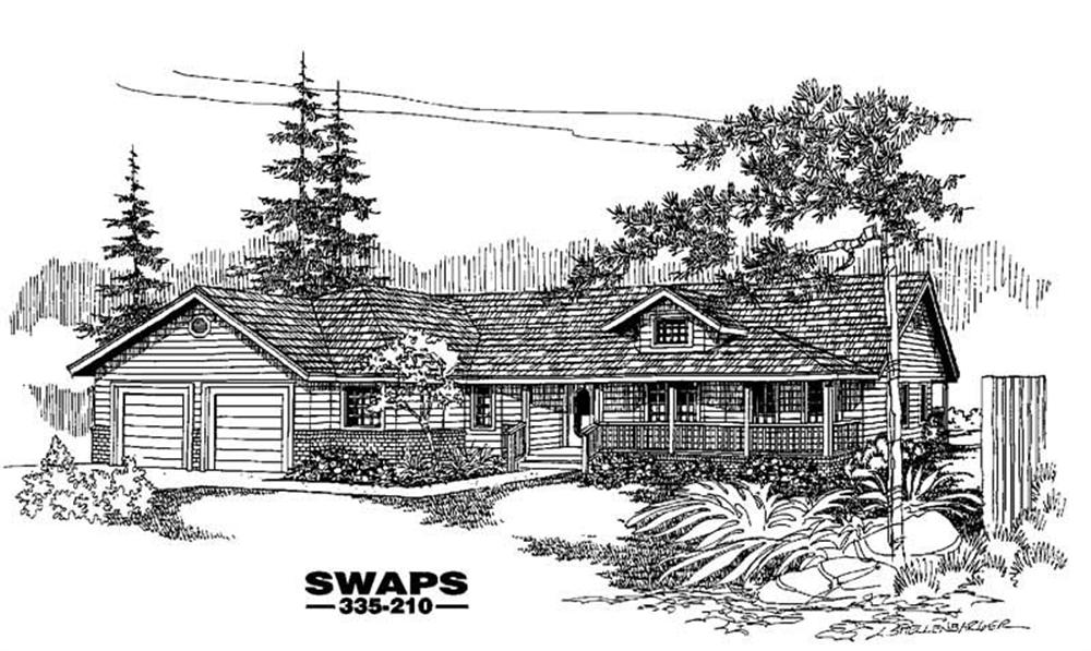 Front view of Country home (ThePlanCollection: House Plan #145-1173)