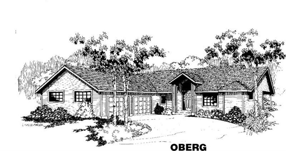 Front view of Ranch home (ThePlanCollection: House Plan #145-1185)