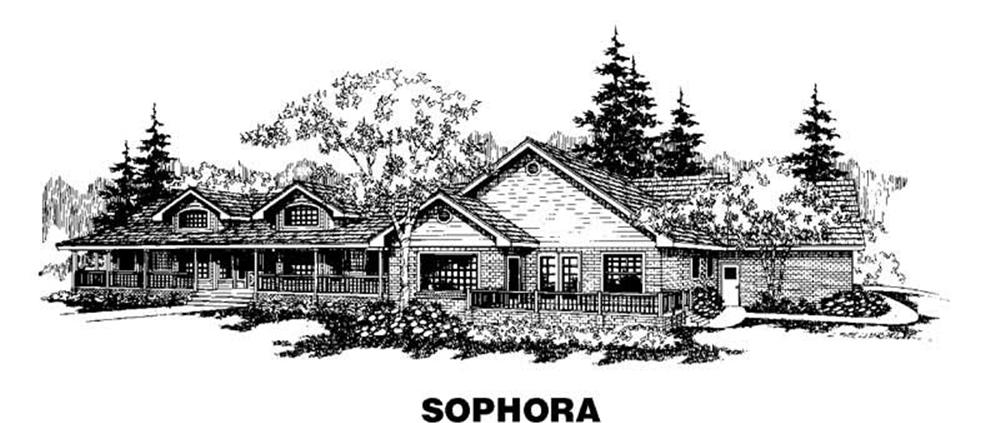 Front view of Country home (ThePlanCollection: House Plan #145-1186)