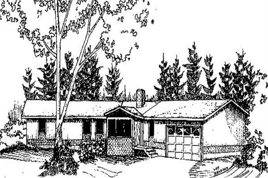 Front view of Ranch home (ThePlanCollection: House Plan #145-1189)