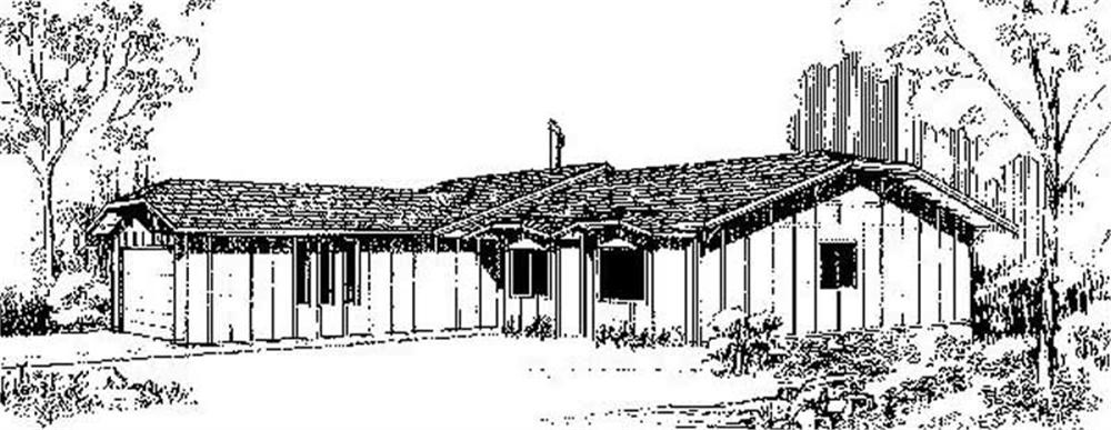 Front view of Ranch home (ThePlanCollection: House Plan #145-1192)