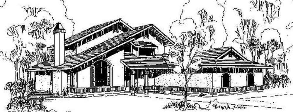 Front view of Southwest home (ThePlanCollection: House Plan #145-1194)