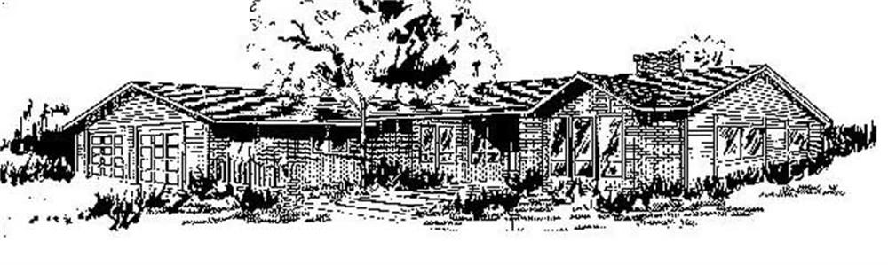 Front view of Ranch home (ThePlanCollection: House Plan #145-1195)