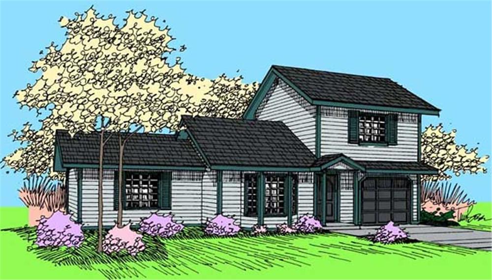 Front view of Small House Plans home (ThePlanCollection: House Plan #145-1199)