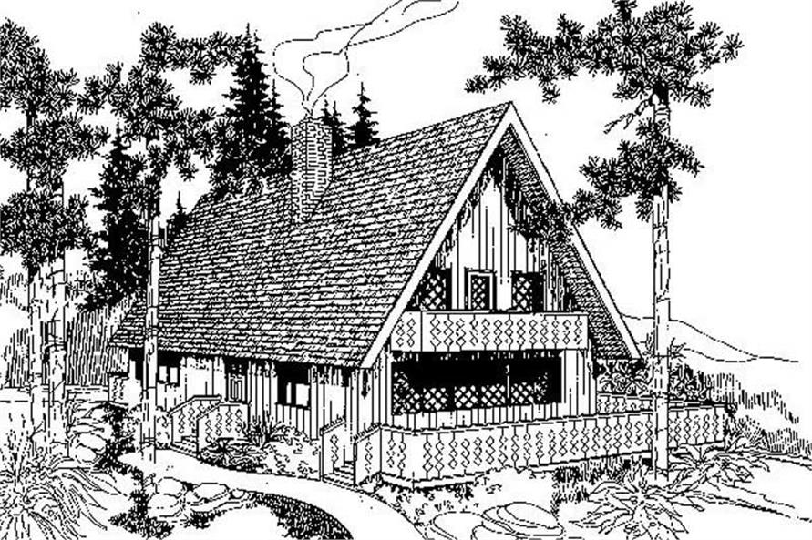 Front view of Log Cabin home (ThePlanCollection: House Plan #145-1202)