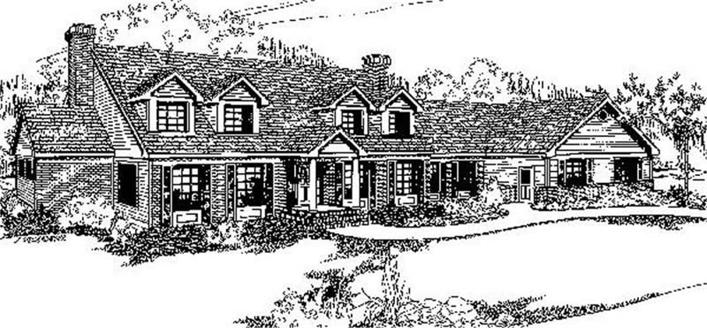 Front view of Country home (ThePlanCollection: House Plan #145-1208)