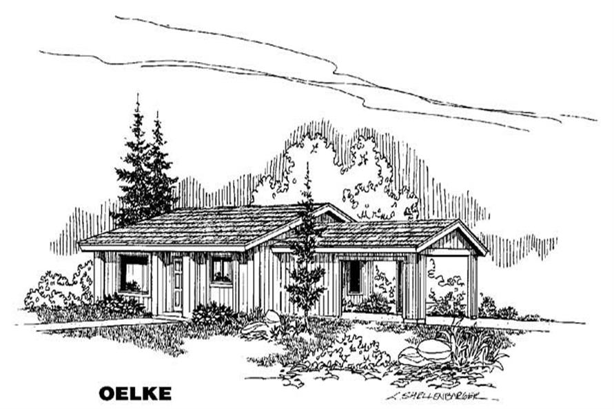 Front view of Ranch home (ThePlanCollection: House Plan #145-1219)