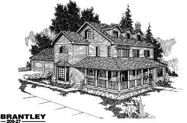 5-Bedroom, 3484 Sq Ft Country House Plan - 145-1221 - Front Exterior
