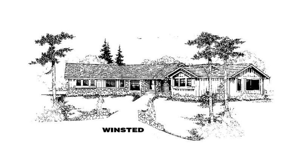 Front view of Ranch home (ThePlanCollection: House Plan #145-1222)