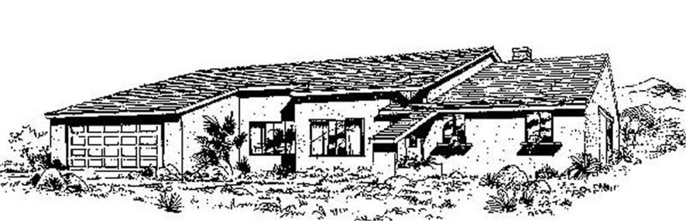 Front view of Ranch home (ThePlanCollection: House Plan #145-1223)
