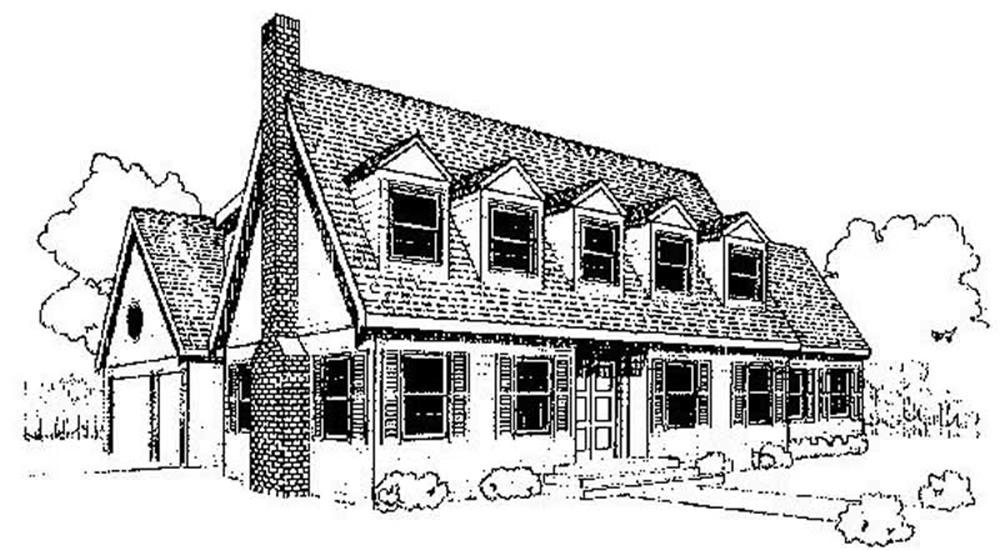 Front view of Country home (ThePlanCollection: House Plan #145-1227)